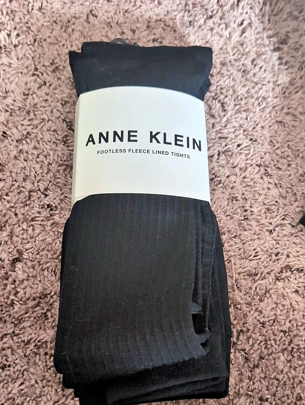 Anne Klein Footless Fleece Lined Tights 2-Pack Black L/XL 2-Pack
